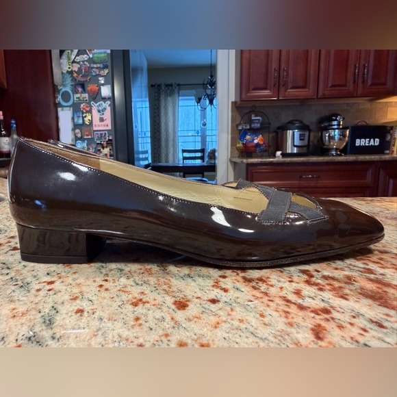 Salvatore Ferragamo Leather Shoes Ballet Womens Size 7.5 Crisscross Brown Preppy - Picture 8 of 14